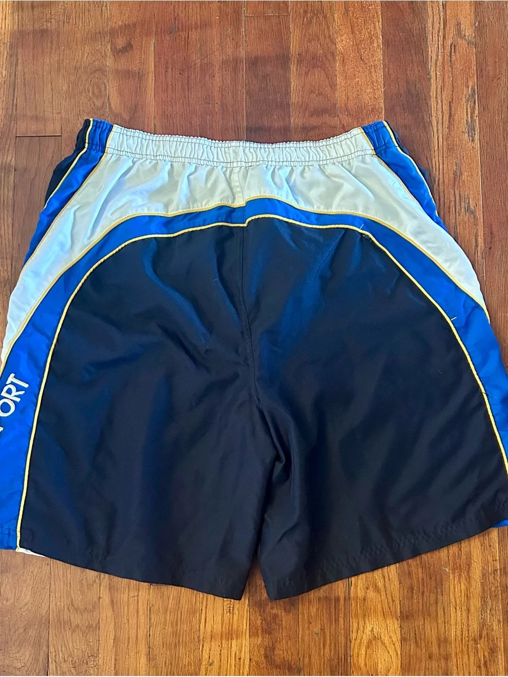 Vintage Y2K FUBU Streetwear Baggy Embroidered Logo Blue Swimsuit Swim Trunks L